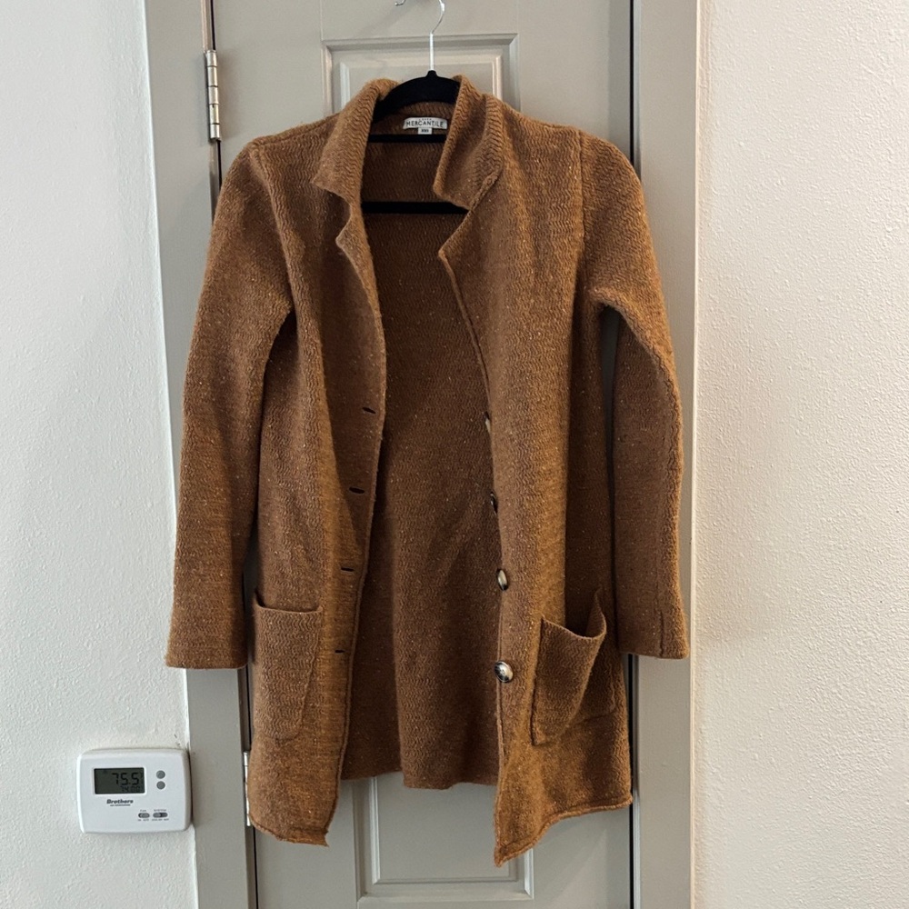 J. Crew Tan Knit Trench Coat